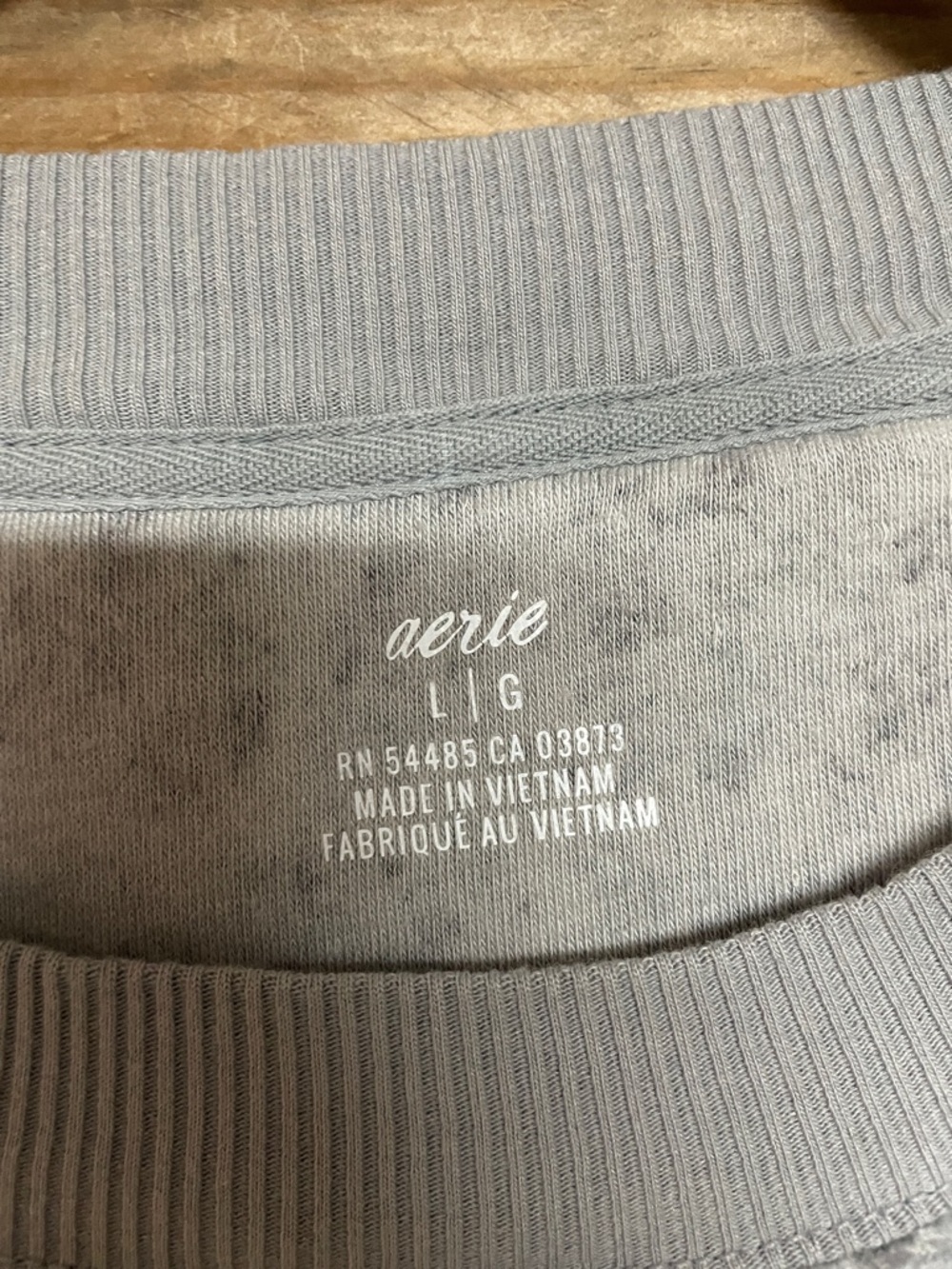 aerie size Large Light Gray Cheetah Print Ribbed Crewneck Super Soft Sweatshirt - Picture 2 of 8